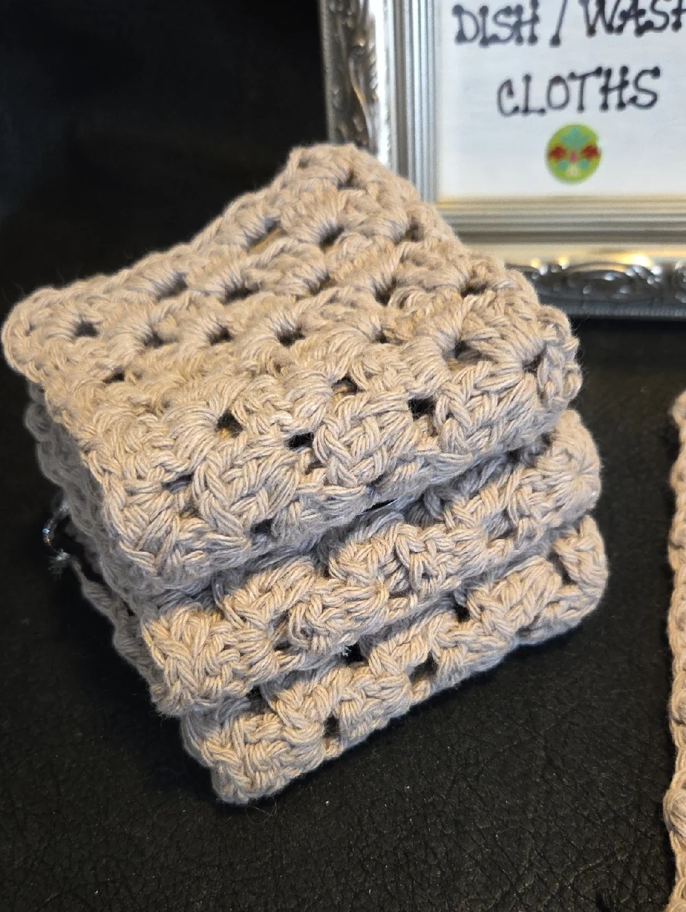 Handmade Cotton Dish/ Wash Cloths in Beige Set Of 4